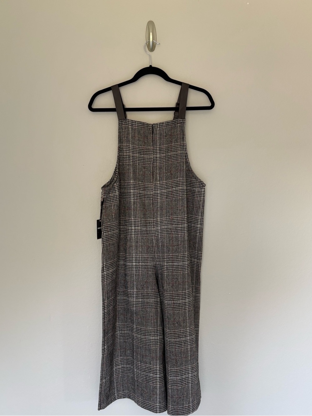 NWT Forever 21 Plaid Tweed Wide Leg Culotte Overalls Size M - Picture 7 of 7